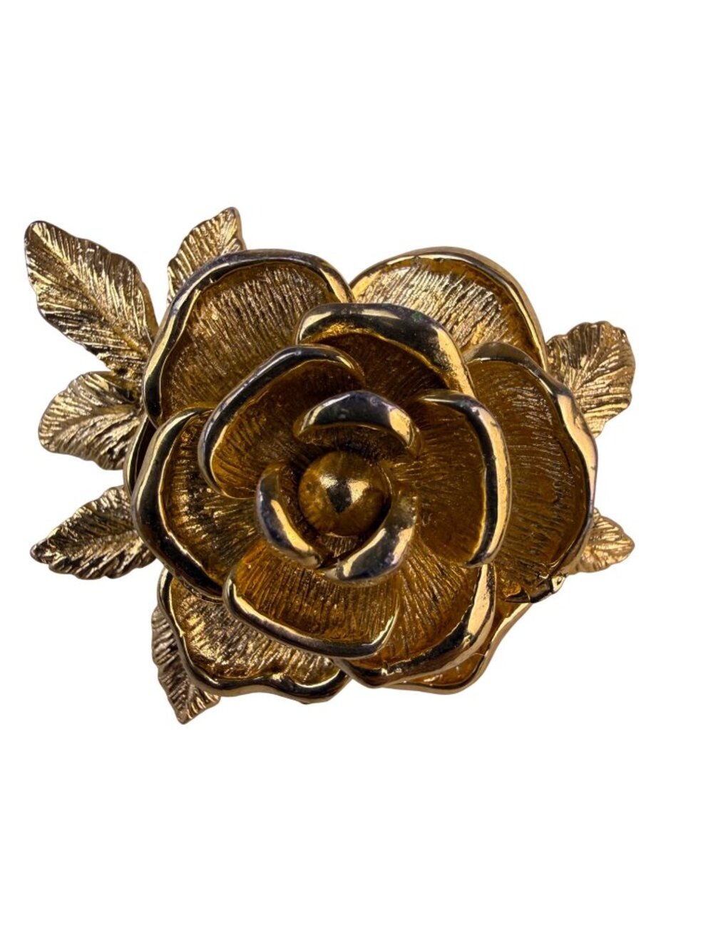 Sarah Coventry Womens Gold Tone Metal Rose Brooch Vintage Floral Accessory